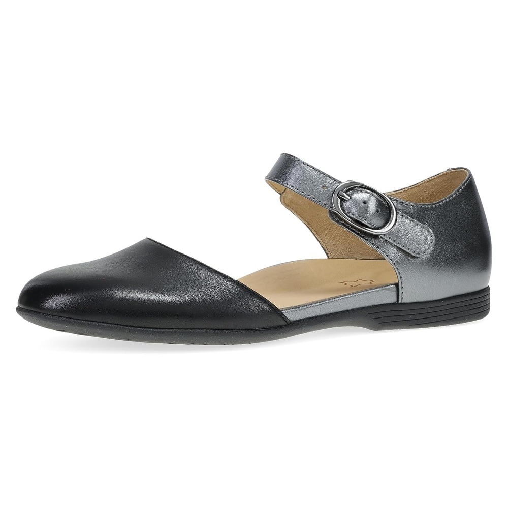 Dansko Liv D'Orsay Mary Jane Flats 39/8.5-9 Black Silver Colorblock - Picture 3 of 7